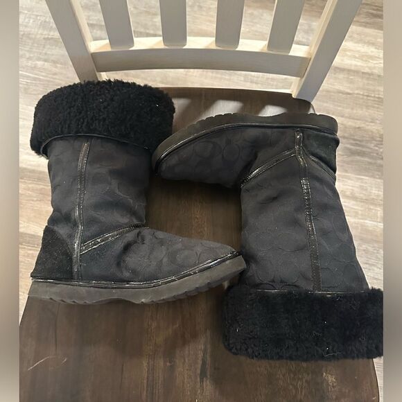 Authentic Coach Nikole A7266 Fur Boots Black size 7 B - Picture 3 of 7